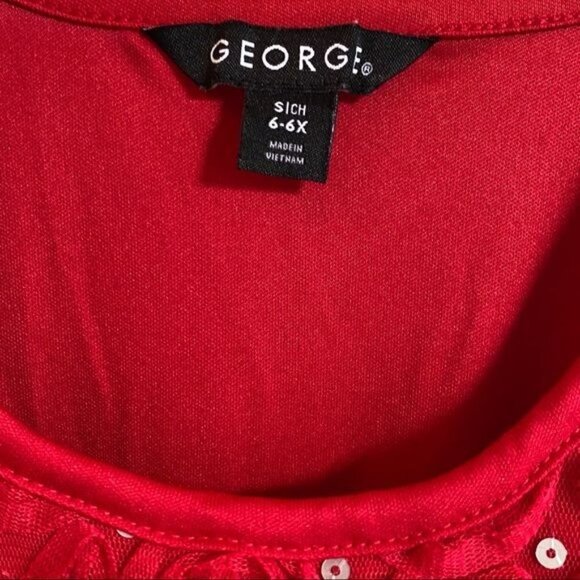 George Dress Red With Sparkles Lace Girls Size 6 - Picture 3 of 6